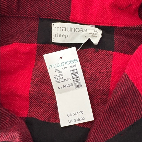 MAURICES NWT Buffalo Plaid Flannel Pajama Set in Red/Black Size XL — SUPER COMFY - Picture 4 of 5